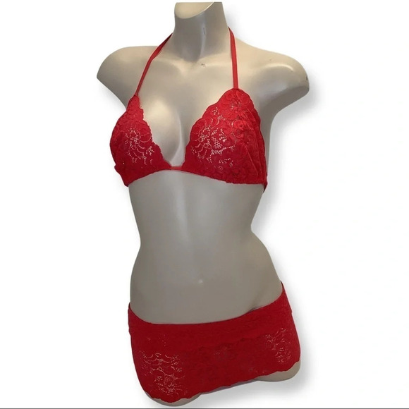 Zuliana Size Large Red Lace Lingerie Skirt Set. Made in Brazil, New With Tags. - Picture 1 of 4
